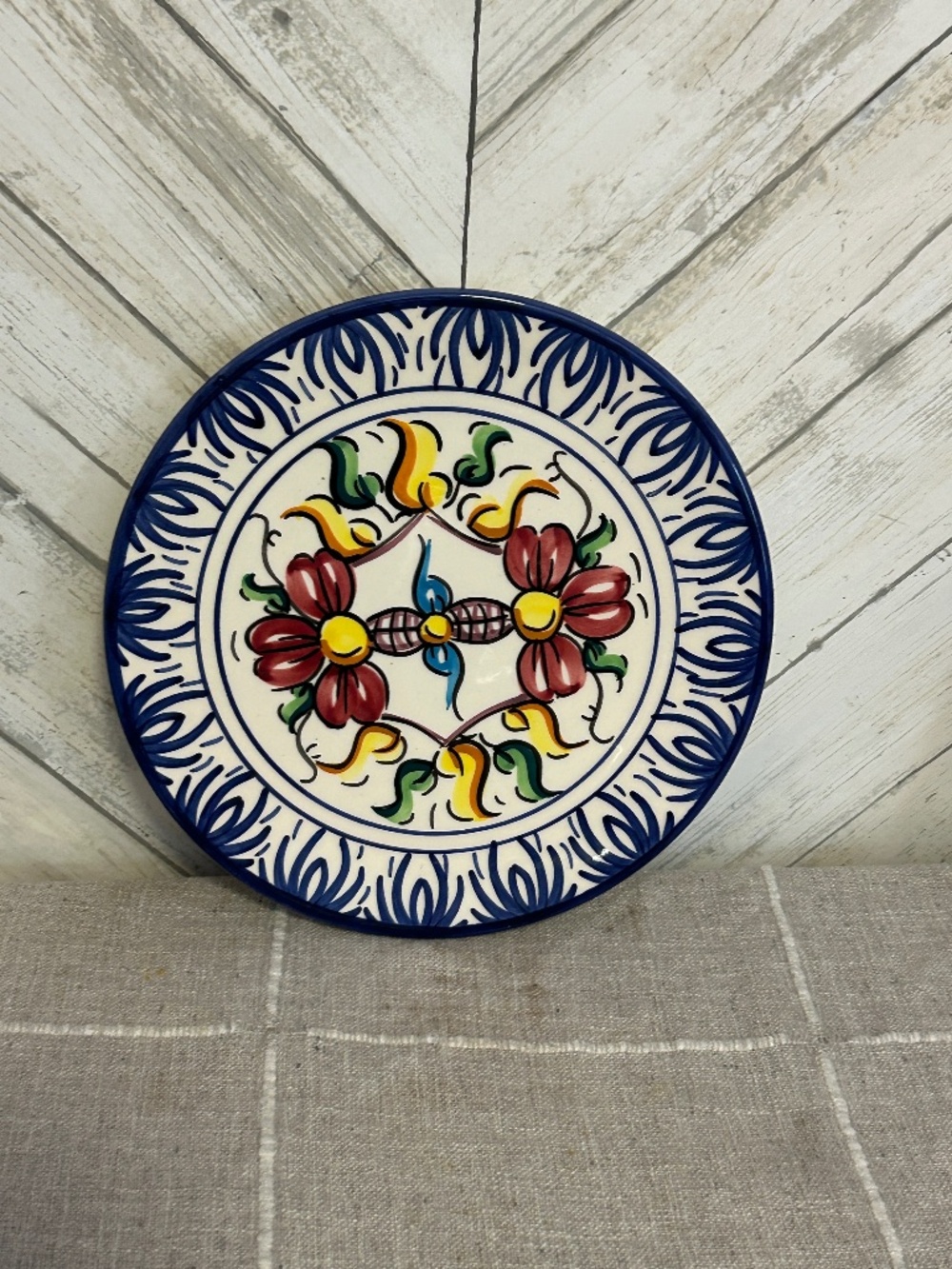 Vintage Spanish Platart, S.L. Hand Painted Ceramic Floral Wall Plate 8”